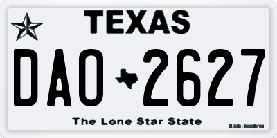 TX license plate DAO2627