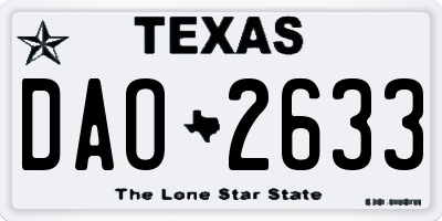 TX license plate DAO2633