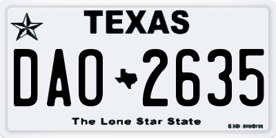 TX license plate DAO2635