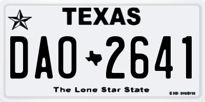 TX license plate DAO2641