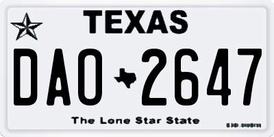 TX license plate DAO2647