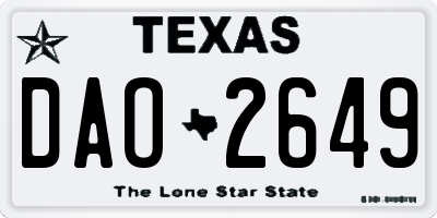 TX license plate DAO2649