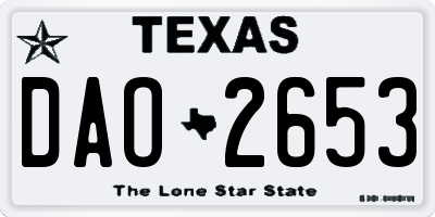 TX license plate DAO2653