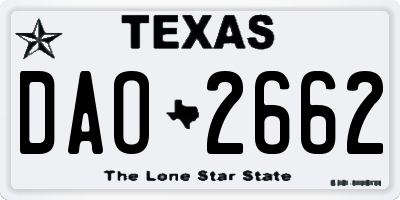 TX license plate DAO2662