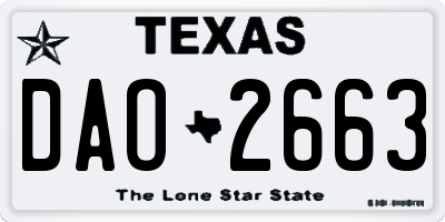 TX license plate DAO2663