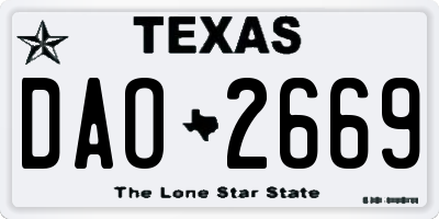 TX license plate DAO2669