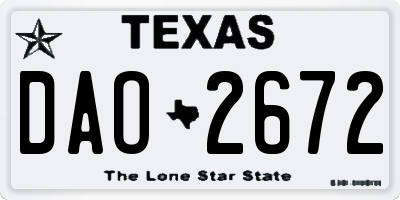 TX license plate DAO2672