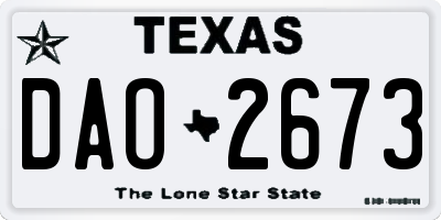 TX license plate DAO2673