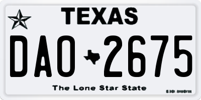 TX license plate DAO2675