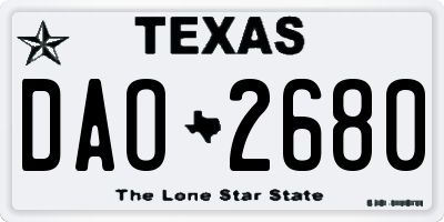 TX license plate DAO2680