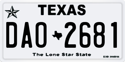 TX license plate DAO2681
