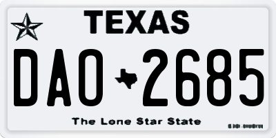 TX license plate DAO2685