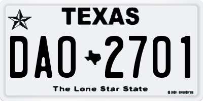 TX license plate DAO2701