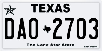 TX license plate DAO2703