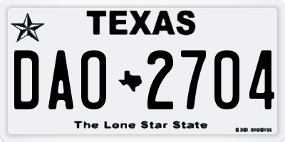 TX license plate DAO2704