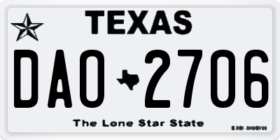 TX license plate DAO2706