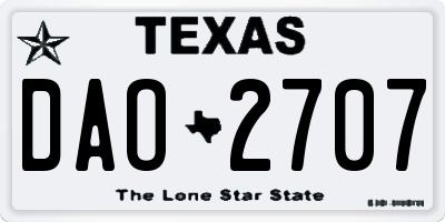 TX license plate DAO2707