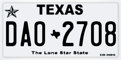 TX license plate DAO2708