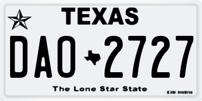 TX license plate DAO2727