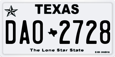 TX license plate DAO2728