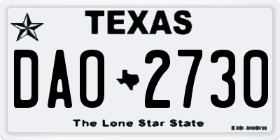 TX license plate DAO2730