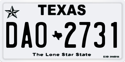 TX license plate DAO2731