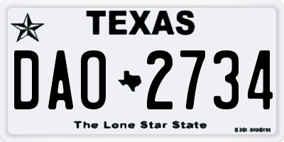 TX license plate DAO2734