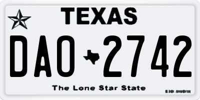 TX license plate DAO2742