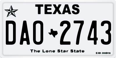 TX license plate DAO2743