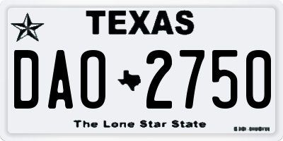 TX license plate DAO2750