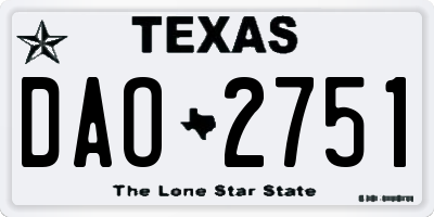TX license plate DAO2751