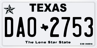 TX license plate DAO2753