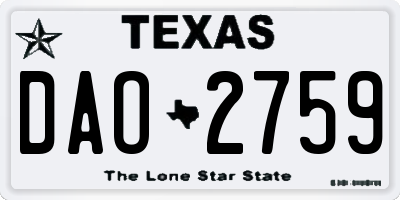 TX license plate DAO2759