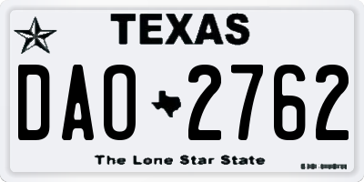 TX license plate DAO2762