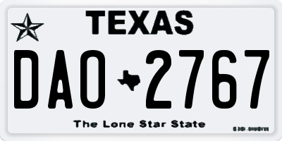TX license plate DAO2767