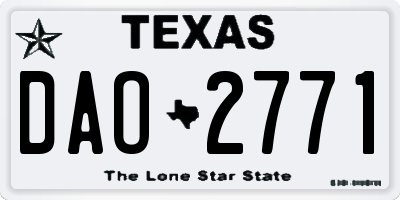TX license plate DAO2771