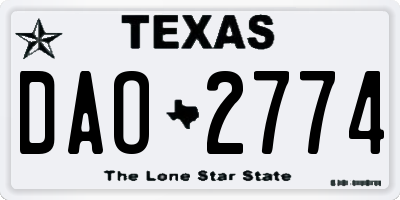 TX license plate DAO2774