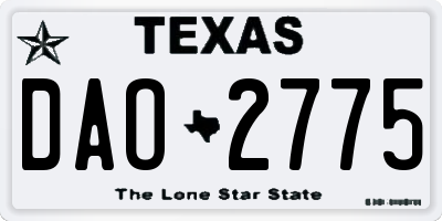 TX license plate DAO2775