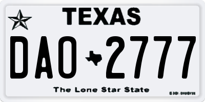 TX license plate DAO2777