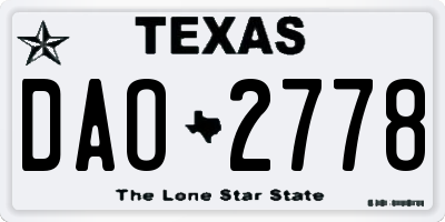 TX license plate DAO2778
