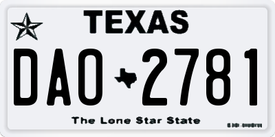 TX license plate DAO2781