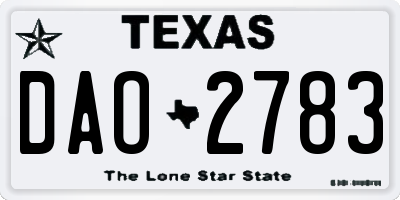 TX license plate DAO2783