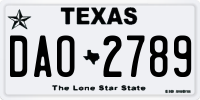 TX license plate DAO2789