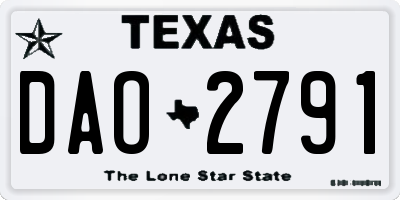TX license plate DAO2791