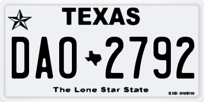 TX license plate DAO2792