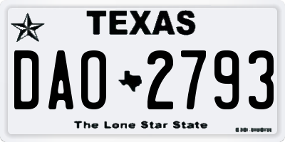 TX license plate DAO2793