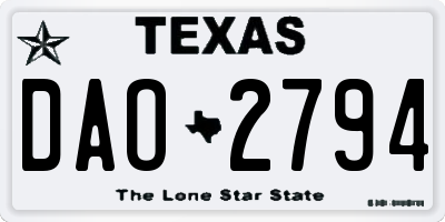 TX license plate DAO2794