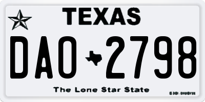 TX license plate DAO2798