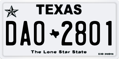 TX license plate DAO2801