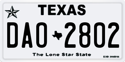 TX license plate DAO2802